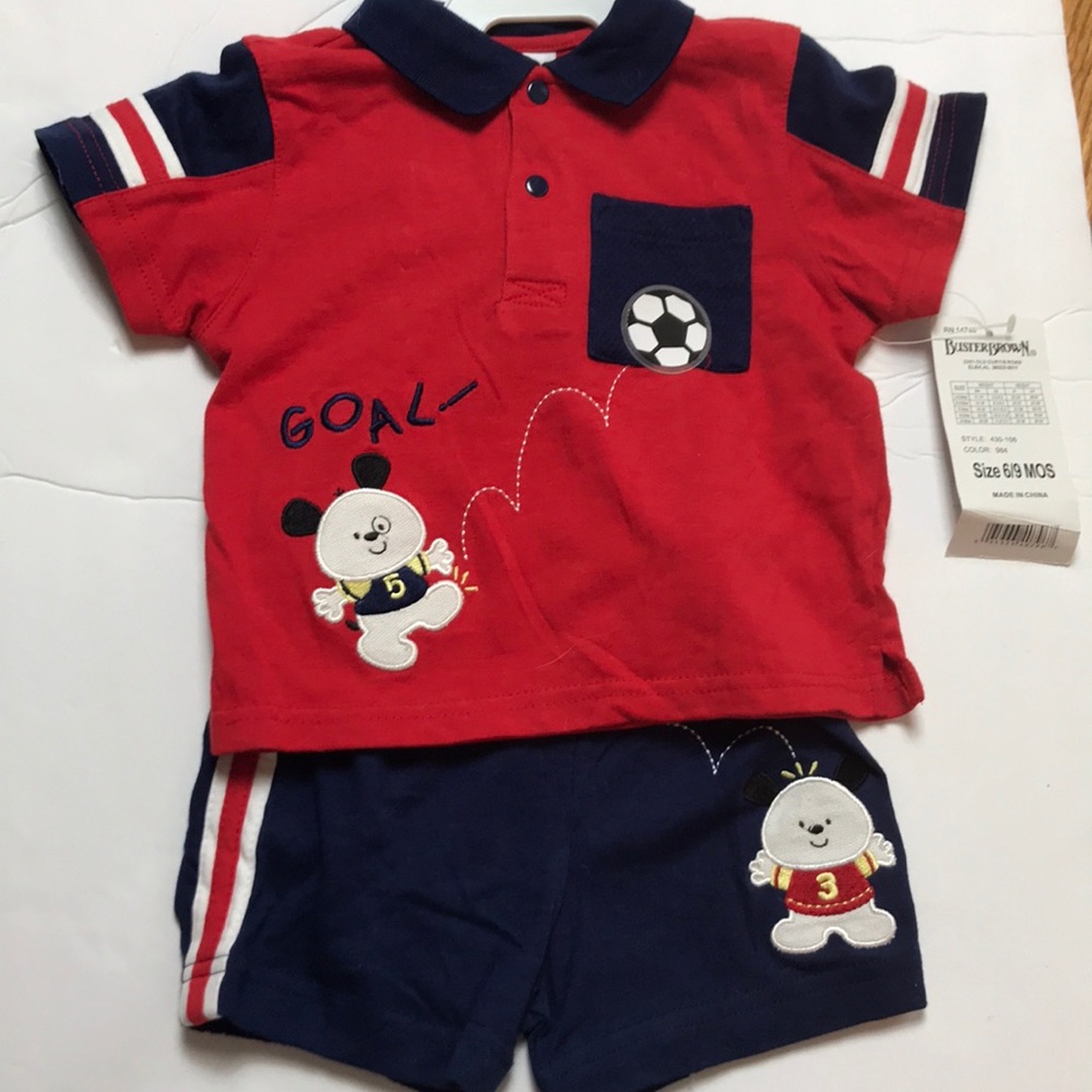 NWT/ Buster Brown 2 piece set short shirt 6/9 - Picture 7 of 8